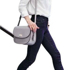 🆕 LO & SONS Claremont Flap Shoulder Bag  Crossbody Grey Leather